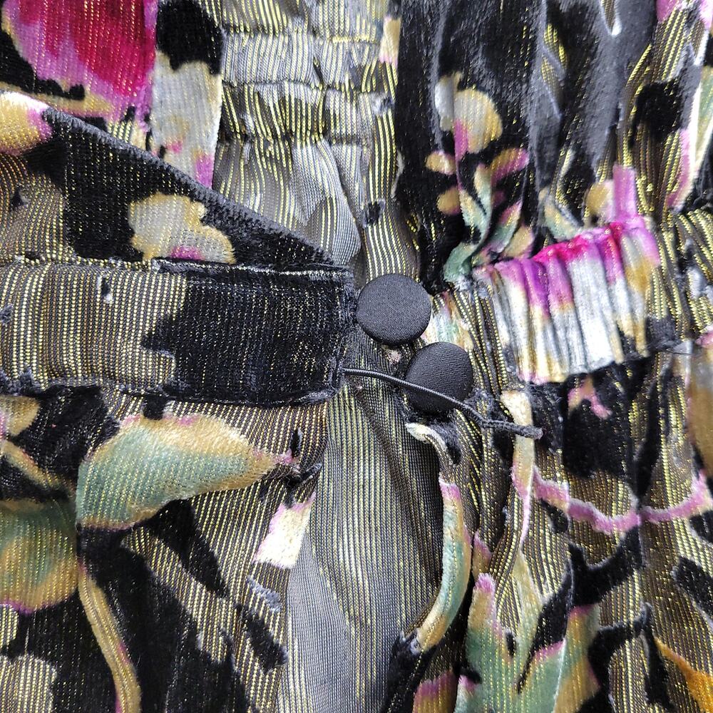 Zara Woman Floral Velvet Maxi Dress Black Gold Pink Womens Small - Picture 6 of 8
